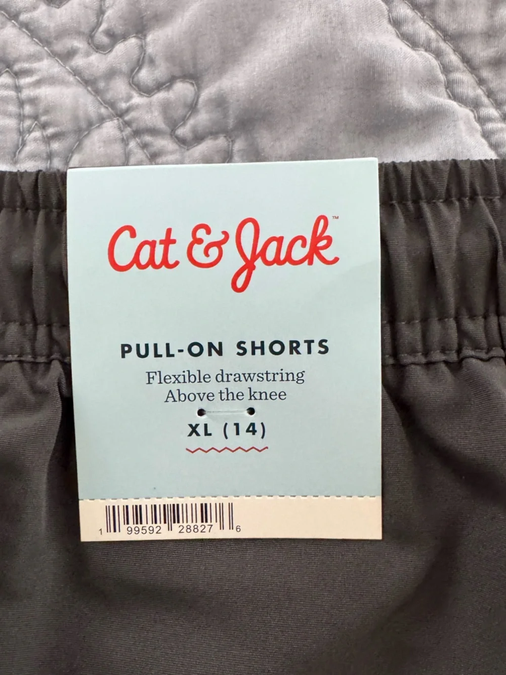 🔥3/$15 Cat & Jack boys dark grey pull on above knee shorts XL 14 quick dry